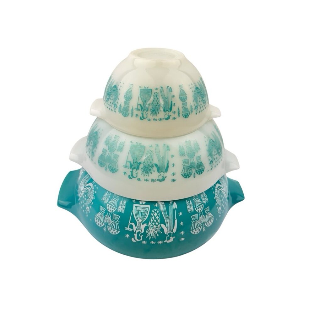 *Vintage Pyrex Amish Butterprint Cinderella Mixing Nesting Bowl Set 441 443 444